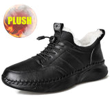 New Men's Genuine Leather Warm Plush Snow Boots
