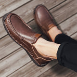 New Men's Leather Outdoor Driving Shoes