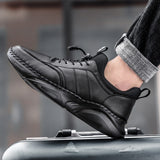 New Men's Genuine Leather Warm Plush Snow Boots