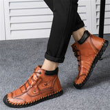 Men's Waterproof Leather Fur Warm Boots