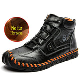 Men's Waterproof Leather Fur Warm Boots
