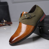 Men's Fashion Stitching Buckle Derby Shoes