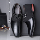Men's Fashion Stitching Buckle Derby Shoes