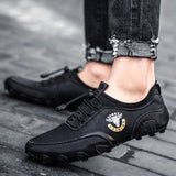 Men's Handmade Elastic Band Sewing Flat Shoes