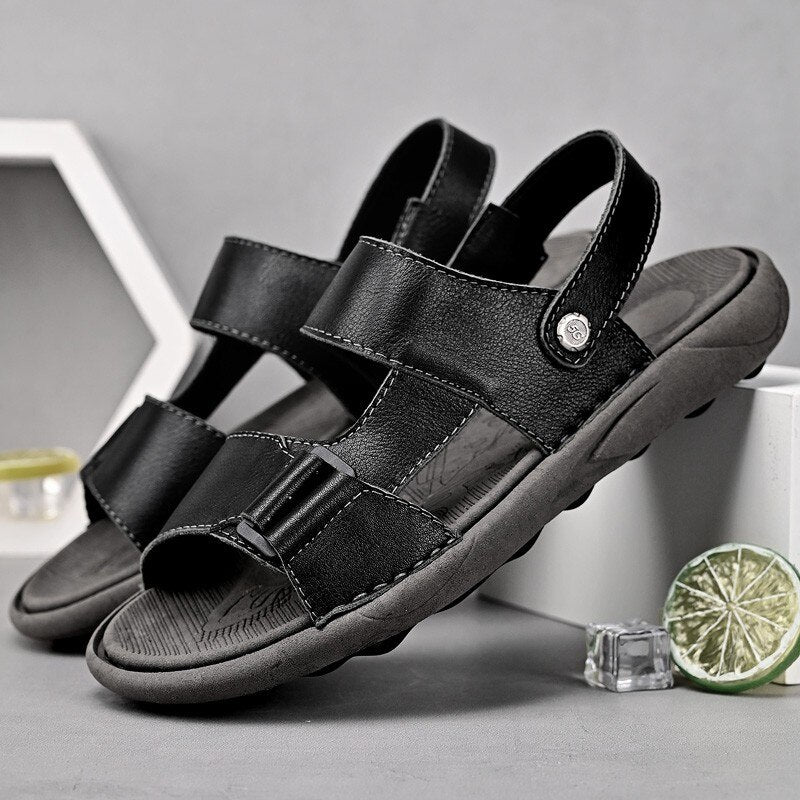 New Men's Classic Leather Soft Sandals