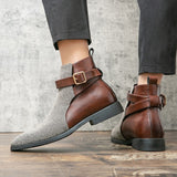 New Men's Fashion Pointed Buckles Chelsea Boots