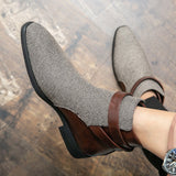 New Men's Fashion Pointed Buckles Chelsea Boots