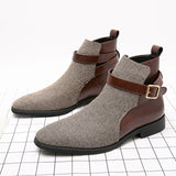 New Men's Fashion Pointed Buckles Chelsea Boots