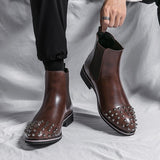 Men's Fashion Rivets Leather Ankle Boots