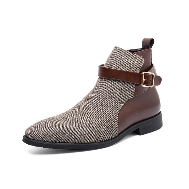 New Men's Fashion Pointed Buckles Chelsea Boots