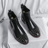 Men's Fashion Rivets Leather Ankle Boots