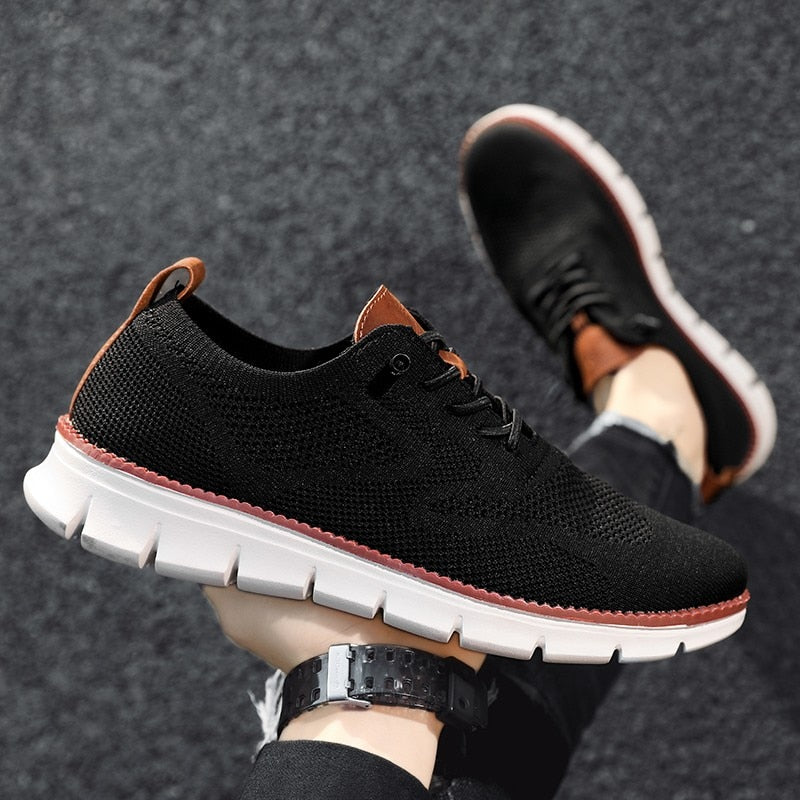 New Men's Casual Knitted Mesh Lace Up Flats