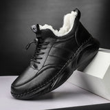 New Men's Genuine Leather Warm Plush Snow Boots