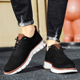 New Men's Casual Knitted Mesh Lace Up Flats