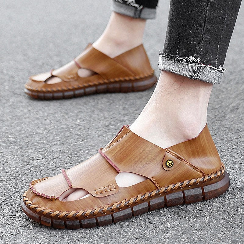 New Men's Outdoor Leather Sandals – BESMEE Shoes