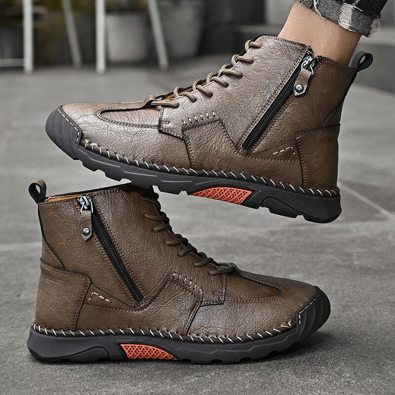 Men's Genuine Leather Plus Size Ankle Boots