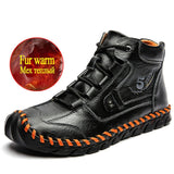 Men's Waterproof Leather Fur Warm Boots