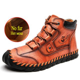 Men's Waterproof Leather Fur Warm Boots