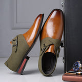 Men's Fashion Stitching Buckle Derby Shoes