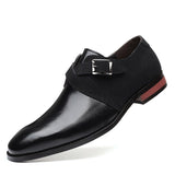 Men's Fashion Stitching Buckle Derby Shoes