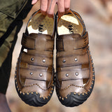 New Men's Genuine Leather Beach Sandals