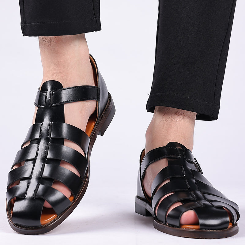 Men's Soft Pointed Patent Leather Sandals
